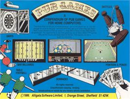 Box back cover for Pub Games on the Commodore 64.