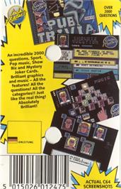 Box back cover for Pub Trivia Simulator on the Commodore 64.