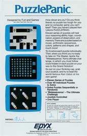 Box back cover for Puzzle Panic on the Commodore 64.