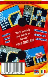Box back cover for Puzznic on the Commodore 64.