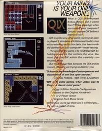 Box back cover for QIX on the Commodore 64.