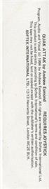 Box back cover for Quak-attak on the Commodore 64.