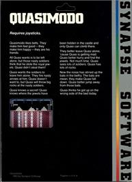 Box back cover for Quasimodo on the Commodore 64.