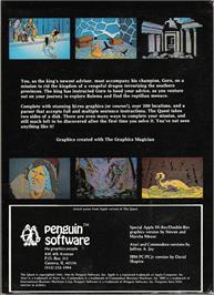 Box back cover for Quest on the Commodore 64.