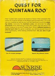 Box back cover for Quest for Quintana Roo on the Commodore 64.