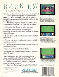Box back cover for Rack 'em on the Commodore 64.