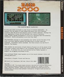 Box back cover for Raid 2000 on the Commodore 64.