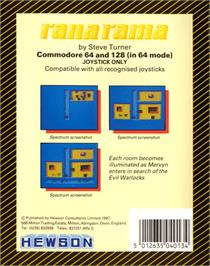 Box back cover for Rana Rama on the Commodore 64.