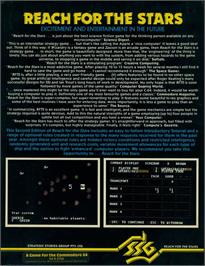 Box back cover for Reach For The Stars - The Conquest Of The Galaxy on the Commodore 64.