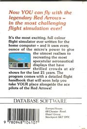 Box back cover for Red Arrows on the Commodore 64.