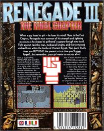 Box back cover for Renegade III: The Final Chapter on the Commodore 64.