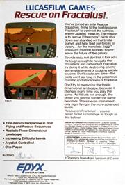 Box back cover for Rescue On Fractalus! on the Commodore 64.