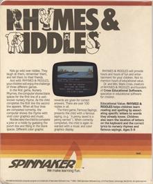 Box back cover for Rhymes And Riddles on the Commodore 64.
