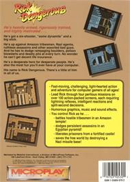 Box back cover for Rick Dangerous on the Commodore 64.