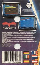 Box back cover for Ricochet (Firebird) on the Commodore 64.