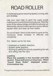 Box back cover for Road Roller on the Commodore 64.