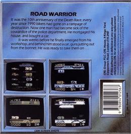 Box back cover for Road Warrior on the Commodore 64.