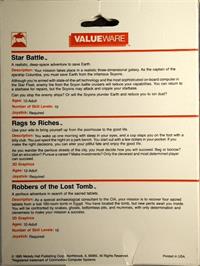 Box back cover for Robbers Of The Lost Tomb on the Commodore 64.