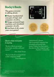Box back cover for Rocky's Boots on the Commodore 64.