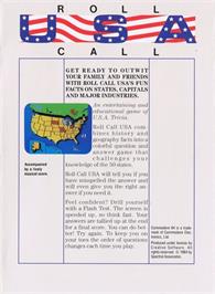 Box back cover for Roll Call Usa on the Commodore 64.