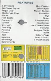 Box back cover for Rugby Coach on the Commodore 64.
