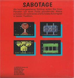 Box back cover for Sabotage on the Commodore 64.