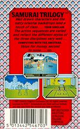Box back cover for Samurai Trilogy on the Commodore 64.