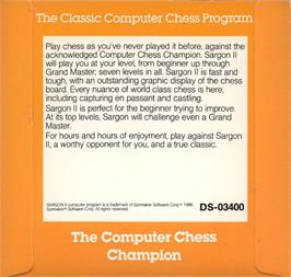 Box back cover for Sargon II on the Commodore 64.