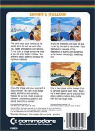 Box back cover for Satan's Hollow on the Commodore 64.