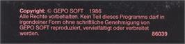 Box back cover for Scarab on the Commodore 64.