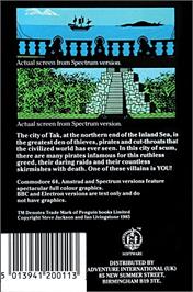 Box back cover for Seas of Blood (Adventure International) on the Commodore 64.