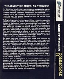 Box back cover for Secret Mission on the Commodore 64.