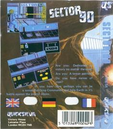 Box back cover for Sector 90 on the Commodore 64.