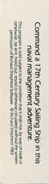 Box back cover for Ship of the Line on the Commodore 64.