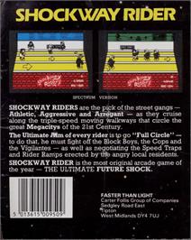 Box back cover for Shockway Rider on the Commodore 64.