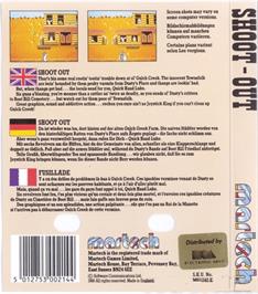 Box back cover for Shoot Out on the Commodore 64.