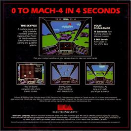Box back cover for Skyfox (CA-Verlag) on the Commodore 64.
