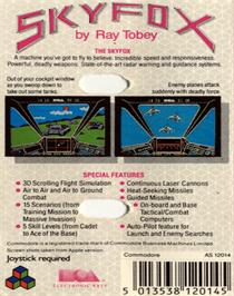 Box back cover for Skyfox on the Commodore 64.