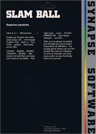 Box back cover for Slamball (Loadstar) on the Commodore 64.
