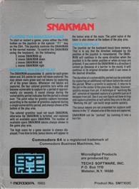 Box back cover for Snakman on the Commodore 64.