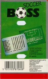 Box back cover for Soccer Boss on the Commodore 64.