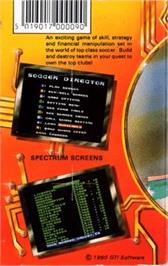 Box back cover for Soccer Director on the Commodore 64.