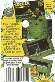 Box back cover for Soccer Pinball on the Commodore 64.