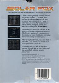 Box back cover for Solar Fox on the Commodore 64.