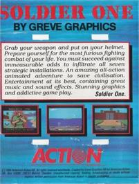 Box back cover for Soldier One on the Commodore 64.