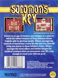 Box back cover for Solomon's Key on the Commodore 64.