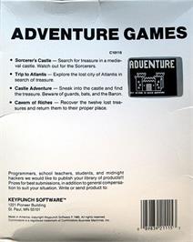 Box back cover for Sorcerer's Castle on the Commodore 64.