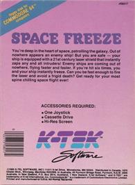 Box back cover for Space Freeze on the Commodore 64.