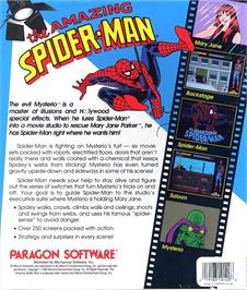 Box back cover for Spider-Man on the Commodore 64.