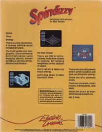Box back cover for Spindizzy on the Commodore 64.